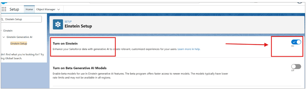Enable Agentforce using Setup